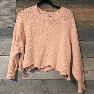 ZARA | Scoop Neck Knit Sweater with Scalloped Edge